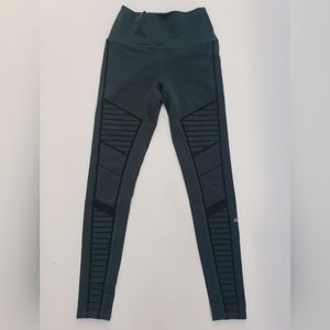 Alo Yoga Flocked High Waist Green Velvet Moto Leggings athletic womens S